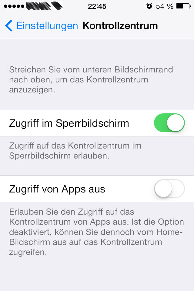 iOS 7 Kontrollzentrum